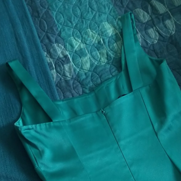 Calvin Klein Teal Satin Dress Sz 2 - Picture 4 of 4